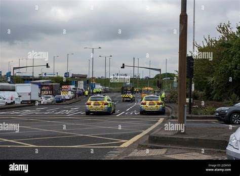 London, United Kingdom. 28th April 2017. The A408 Stockley Road was ...