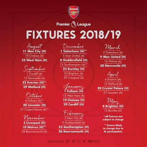 Arsenal Full 2018/19 Premier League Fixture Released - Arsenal True Fans