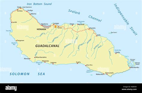 Guadalcanal Island map Stock Vector Image & Art - Alamy