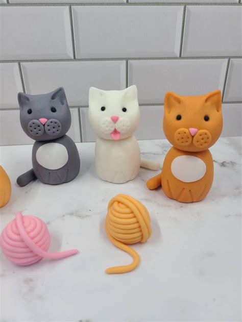 Fondant Cat Cake Toppers Fondant Cats Cat Lover Party Cat - Etsy