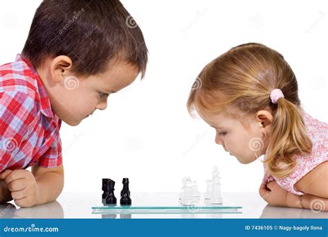 Kids playing chess stock image. Image of competitive, concentration ...