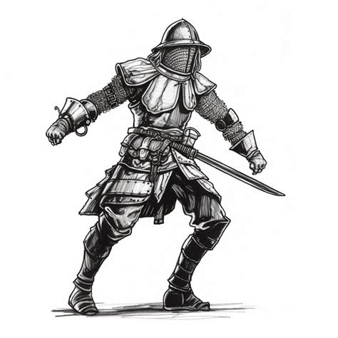 Premium AI Image | a drawing of a knight with a sword and shield.