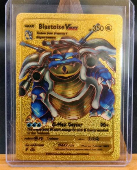 Mavin | Gigantamax Blastoise VMAX HP 350 Gold Foil FanArt Pokemon Card