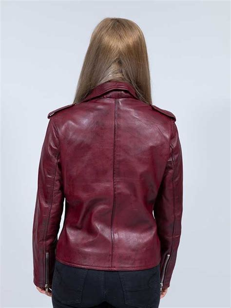 Shop Women Burgundy Leather Jacket - WearOstrich.com