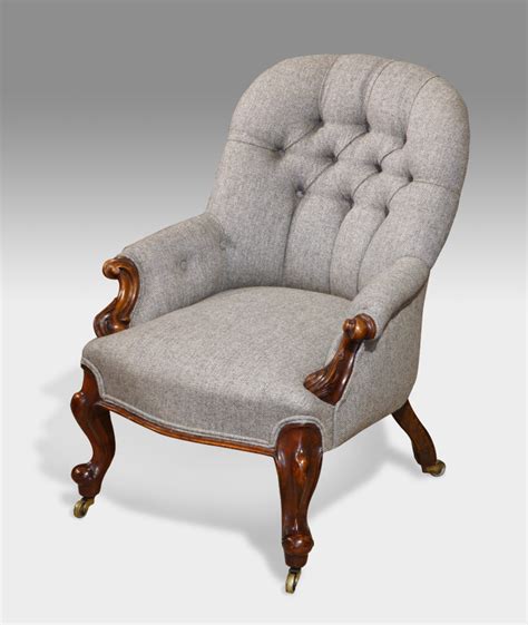 Small antique arm chair, antique nursing chair, antique bedroom chair, antique button back chair ...