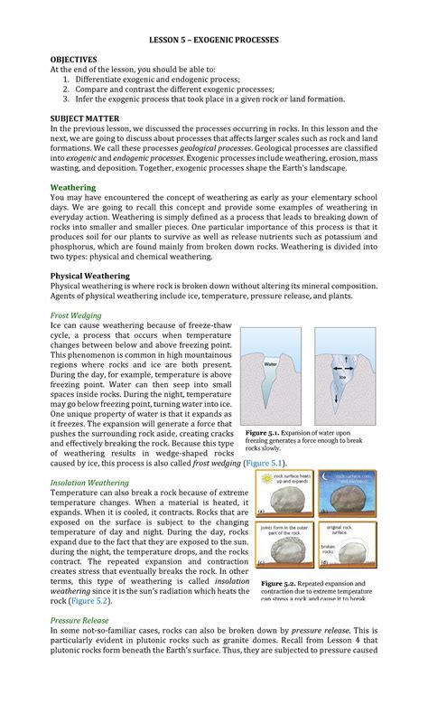 Lesson 5 - Exogenic Process - LESSON 5 – EXOGENIC PROCESSES OBJECTIVES ...