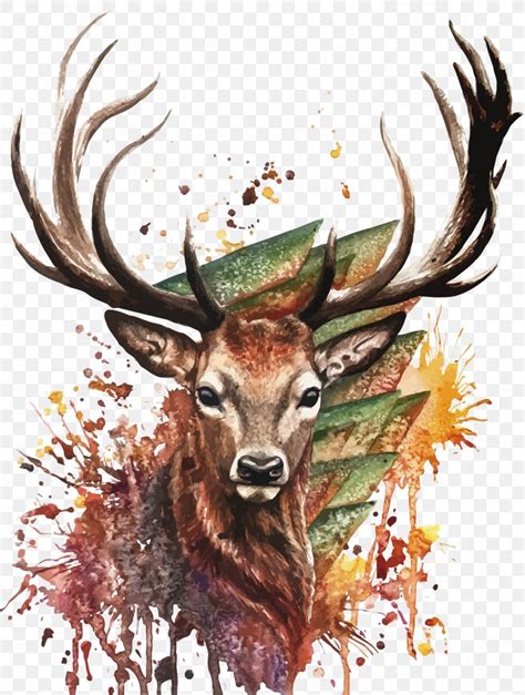 Watercolor Deer Painting, PNG, 1500x1987px, Deer, Antler, Art ...