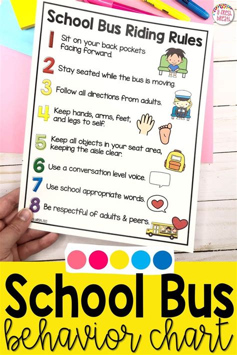 a school bus behavior chart with the text school bus behavior chart on it and colorful pencils ...