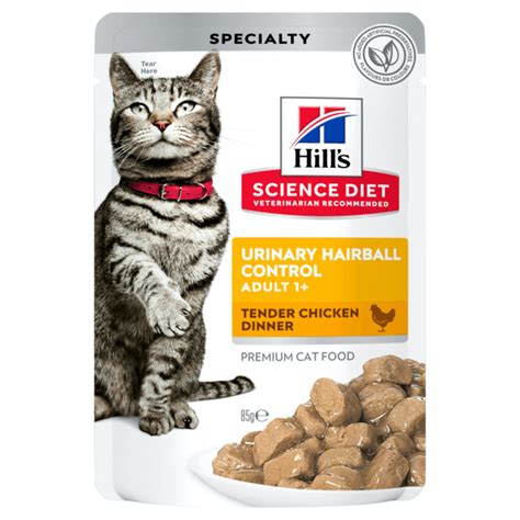 Hills Science Diet Adult Urinary Hairball Control Cat Food Pouches ...