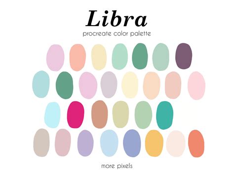 Libra Procreate Color Palette, Zodiac Color Palette, Hex Code, Ipad ...