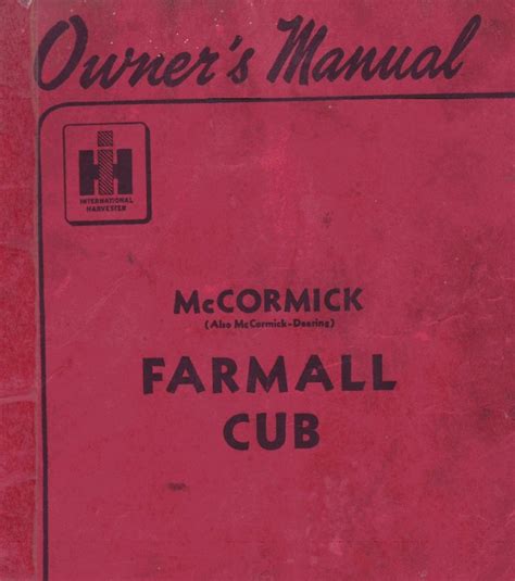 Farmall Cub Tractor Owner’s Manual Download PDF International Harvest ...