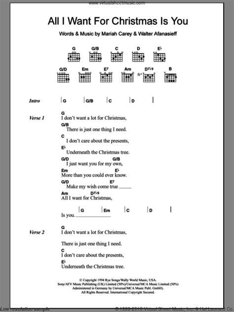 All I Want For Christmas Is You sheet music for guitar (chords) | Guitar chords, Guitar chords ...