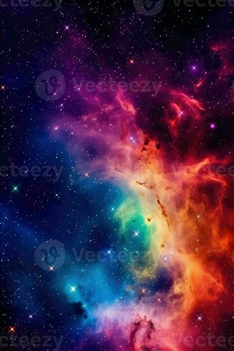 Incredibly beautiful galaxy in outer space. Nebula night starry sky in rainbow colors ...