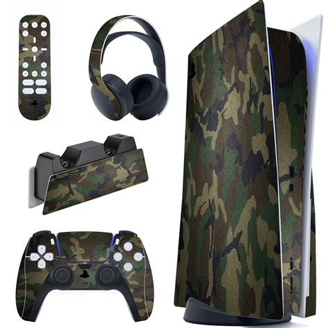 PlayVital Army Green Camouflage Full Set Skin Decal for PS5 Console Re ...