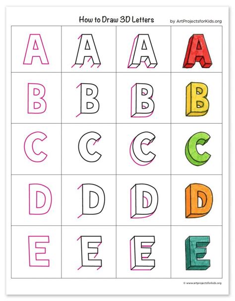 How to Draw 3D Letters: Alphabet Drawing Lesson | Lettering alphabet, Alphabet drawing, Lettering