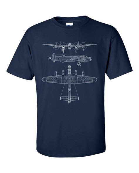 Lancaster Bomber Technical Drawing Blueprint Aircraft RAF WW2 T-shirt ...