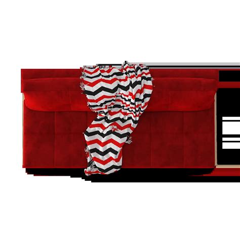 Red Velvet Modern Sofa 3D Model