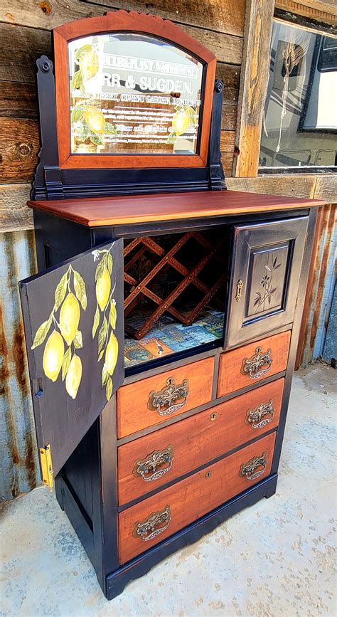 Vintage Wine Bar Cabinet With Removable Wine Rack Coffee Bar - Etsy