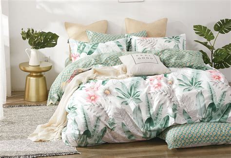 Luxton Cotton Floral Leaf Green Quilt Cover Set