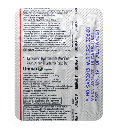 Buy Urimax F, Tamsulosin/ Finasteride Online