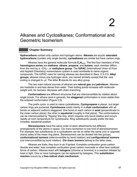 Alkanes and Cycloalkanes; Conformational and Geometric Isomerism