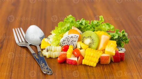 Salad with organic fruit. 7555128 Stock Photo at Vecteezy