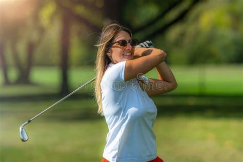 Female golf swing stock photo. Image of sunny, playing - 245190234