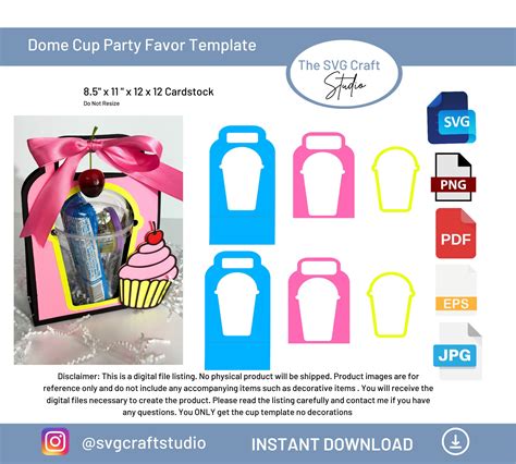 DIY 12 Oz Dome Cup SVG Template Party Favor Craft Design for Events & Celebrations - Etsy