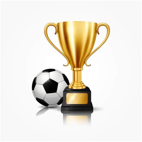 Premium Vector | Realistic golden trophy with soccer ball