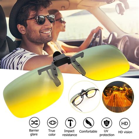 Polarized UV400 Lens Clip-on Night Vision Driving Glasses Eyeglasses Sunglasses Anti-Glare Sport ...