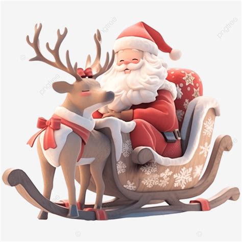 Santa Sleigh Reindeer Red Illustration, Santa Claus, Sled, Christmas PNG Transparent Image and ...