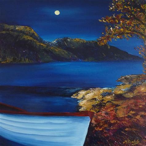 Moonlight On Loch Eck Painting by Margaret Denholm