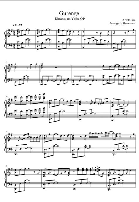 Gurenge - Lisa | Anime sheet music, Sheet music, Flute sheet music