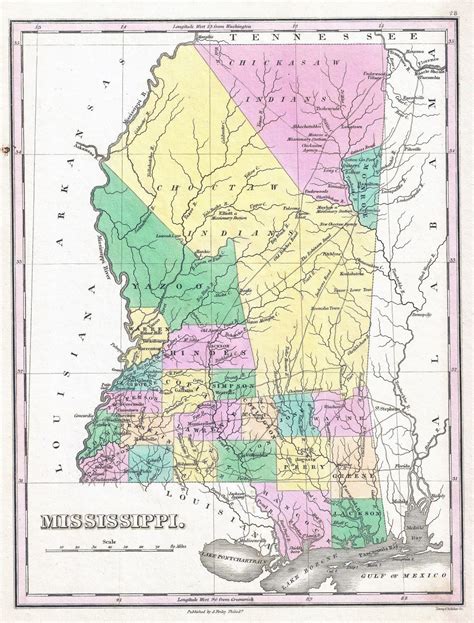 Large detailed old administrative map of Mississippi state - 1827 | Mississippi state | USA ...