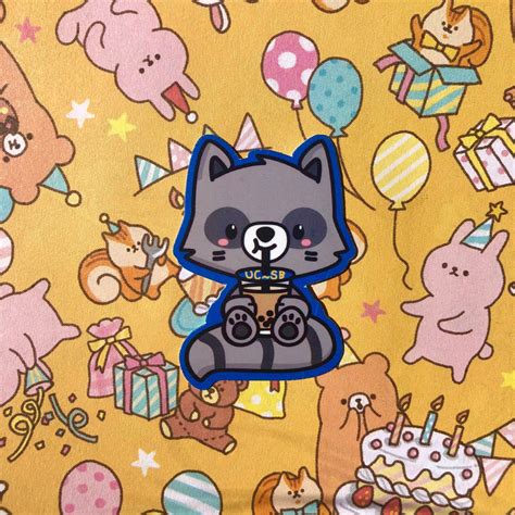 UCSB raccoon mapache gaucho boba sticker | Etsy