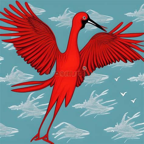 Scarlet Ibis Flying Vector Illustration Collection · Creative Fabrica