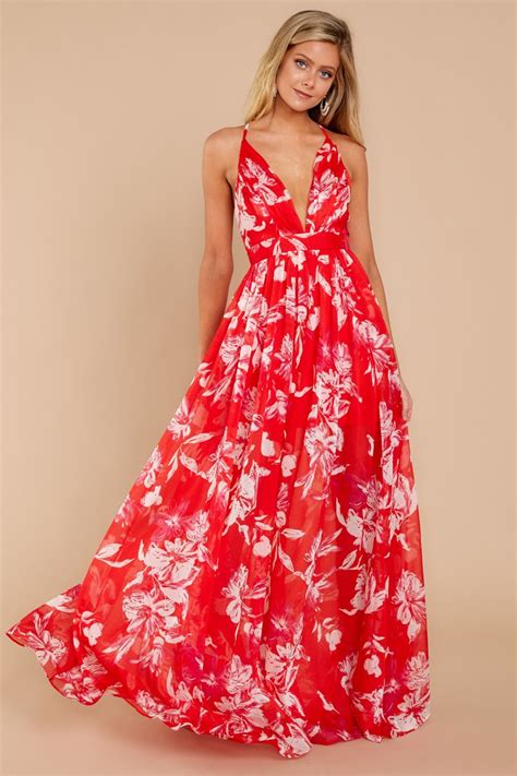 New Trendy Cute Maxi Dress - Sexy Floral Print Deep V Neck Gowns - GOTITA BRANDS