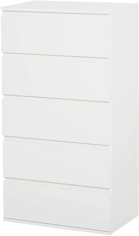 HOMCOM Chest of Drawers, 5 Drawers Storage Cabinet Floor Tower Cupboard ...