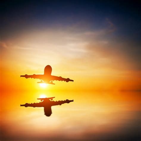 Airplane taking off at sunset — Stock Photo © Photocreo #45580773