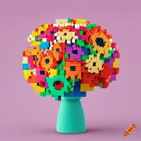 Bouquet of lego flowers on Craiyon