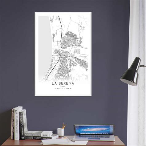 La Serena Chile Map Poster, La Serena City Road Wall Art Print - Custom ...