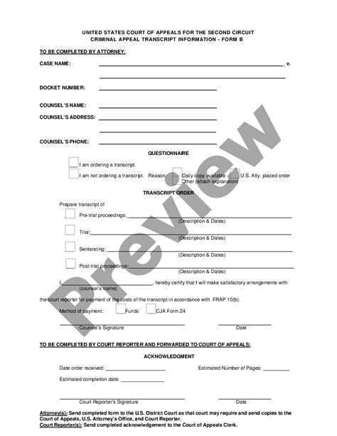 Form B Criminal appeal transcript information | US Legal Forms