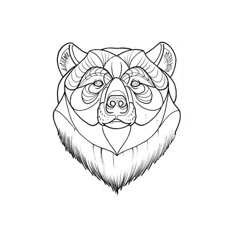 Bear Head Outline Tattoo