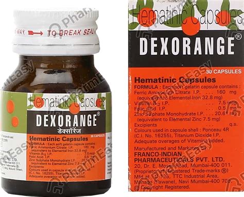 Dexorange Bottle Of 30 Capsules: Uses, Side Effects, Price & Dosage | PharmEasy