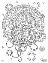 Jellyfish With Tribal Pattern coloring page  Free Printable Coloring Pages sketch template