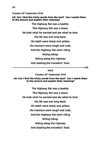 The Highway Rat- Close Reading of the first page | Teaching Resources