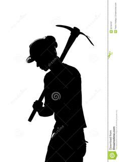 Coal Miner Hard Hat Silouette | silhouette of a Mine worker with helmet and pick - stock photo ...