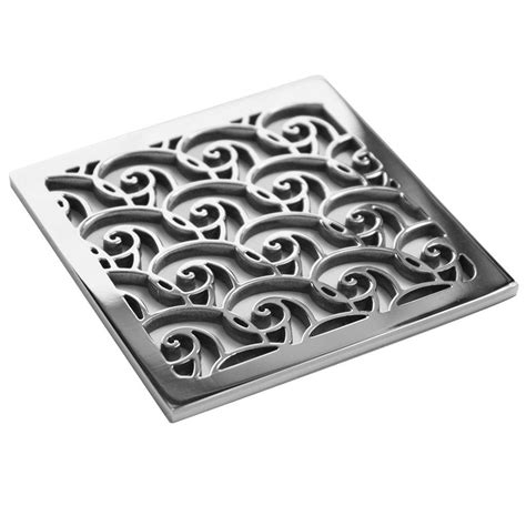 Square Shower Drain Cover, Replacement For EBBE E4400, Waves