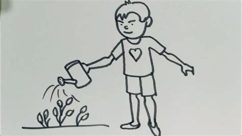 How to draw a boy watering plant||Environment Day special drawing||Easy ...