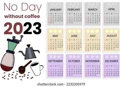 Calendar 2023 Coffee Template Stock Vector (Royalty Free) 2232335979 ...